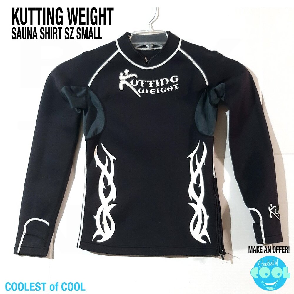 Kutting Weight Sauna Shirt Mens small Black Sweat Suit Shirt Long Sleeve Zip - Picture 1 of 7